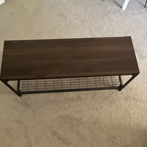 Rectangular dark wood bench - wood,