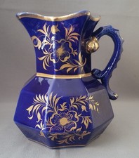 ANTIQUE MASON'S IRONSTONE GOLD FLOWERS MAZARINE BLUE HYDRA JUG C1815-25