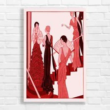Elegant 1920s Fashion Ladies Red Canvas Print Large Picture Wall Art