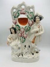 Large Antique Staffordshire mantelpiece Watch Holder 33cm x 20cm. Circa 19thC