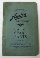 AUSTIN Twelve Six Illustrated Car Parts List Catalogue 1935 #1000 B