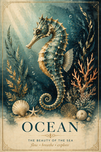 Seahorse wall art poster - seahorse,