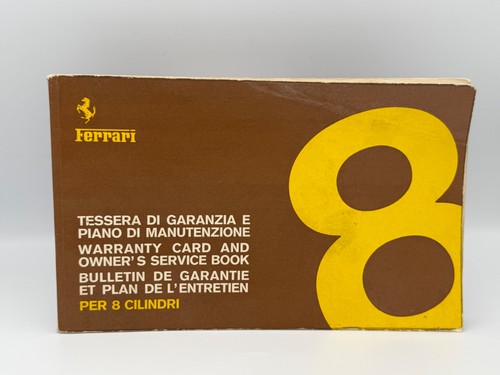 1975 ferrari 308 warranty card - ferrari,
