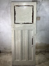 29 7/8"X 77 1/8" 1930s Internal Painted Pitch Pine Four Panel Door 1over3 Old