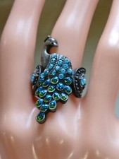 Peacock Pewter Ring Vintage Size J  (small)