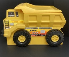 Tonka Truck Themed Vintage Large Plastic Toy Box Storage Display Mancave RARE