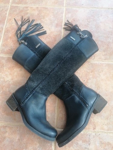 Navy blue leather and - blue, suede