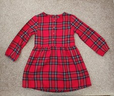Girls Long Sleeve Red Tartan Dress Age 24-36 Months