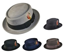 Superb Quality Hand Made 100% Wool Porkpie Pork Pie Hat 4 Sizes 5 Colours