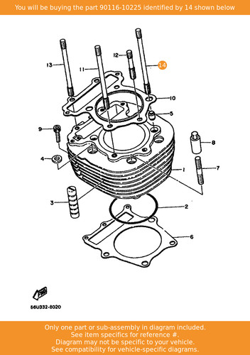 Yamaha bolt stud 90116 10225 - bolt,, stud,