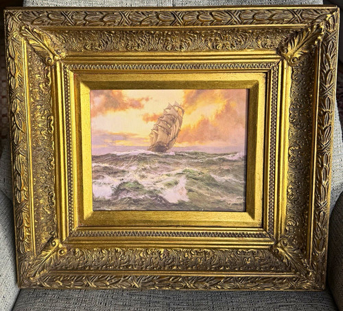 Antique seascape ship painting - antique,