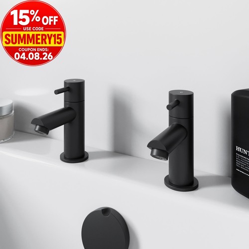 Matt black bath pillar taps - matt,