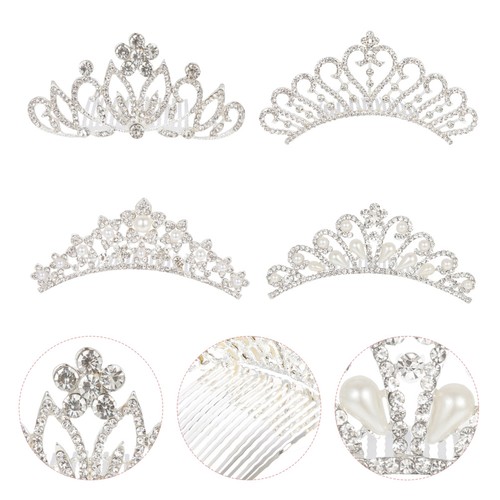 4pcs rhinestone pearl crown - 4pcs,