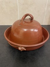 Vintage Covered Dome Cheese Dish With Mouse Studio Art Pottery