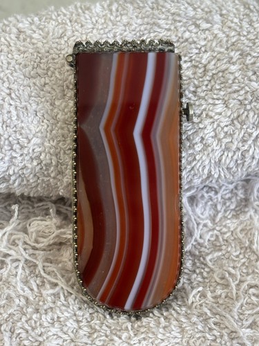 Victorian banded agate vesta - agate, (vesta