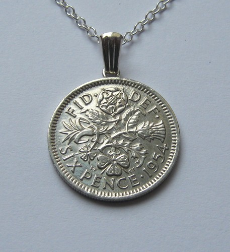 Single sixpence coin - single, necklace