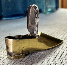 Victorian circa 1870’s Snuff Box in the shape of a SHOE in Brass (GC)