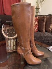 Ralph Lauren Purple Label Size 6B Burnished Leather Boots Made in Italy Cognac