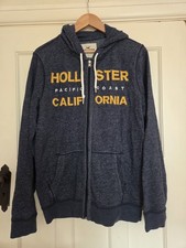 Blue and Yellow Hollister California Zip Up Hoodie Size Large