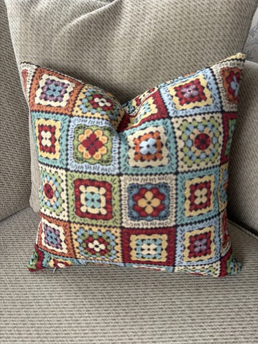 Crochet look tapestry cushion - crochet,