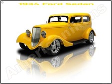 1934 Ford Sedan Hot Rod NEW Metal Sign 24"x30" USA STEEL XL Size 7 lbs.