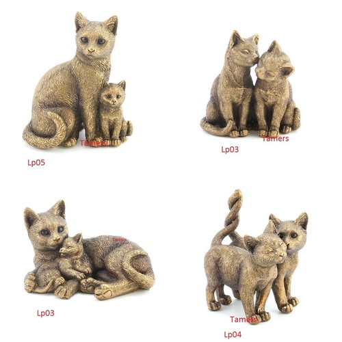 Small bronzed cat and kittens - bronzed,