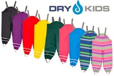 Dry Kids Waterproof Trousers Dungarees Unlined Boys & Girls 2-12yrs