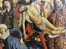 Christian Plaque Byzantine Style. Jesus Taken Down From The Cross 22 X 13 X 1 Cm