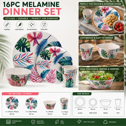 16pc melamine dinner set - melamine,