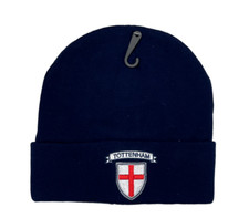 Men's Adults Tottenham St George Cross Football Navy Woolly Beanie Hat