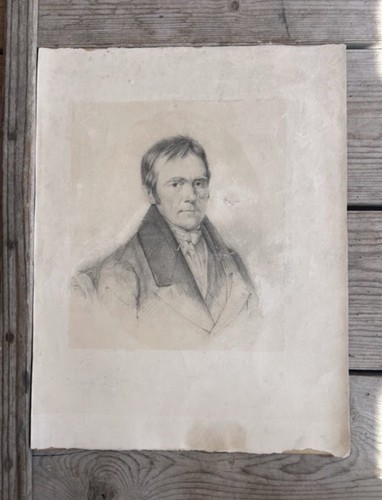 Antique french portrait sketch - portrait,