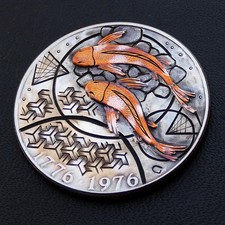 original hobo nickel geometric koi fish carp hand engraved carved half dollar