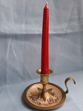 Festive Brass Candleholder Hand Painted Wee Willie Winkie