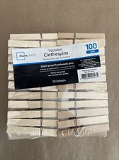 MAINSTAYS WOODEN WOOD CLOTHESPINS HARDWOOD 100-PACK PINS NEW SEALED