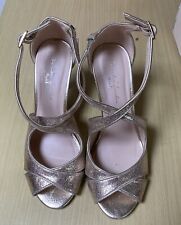 GENUINE PARADOX LONDON PINK, CHAMPAGNE METALLIC STILETTO SANDALS SIZE 5 EU 38
