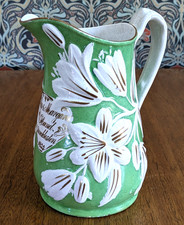 Rare Victorian 19th Century Pitcher Jug Memorial Pottery Antique Staffordshire
