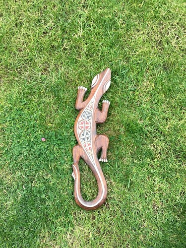 Coloured wooden lizard - wooden,