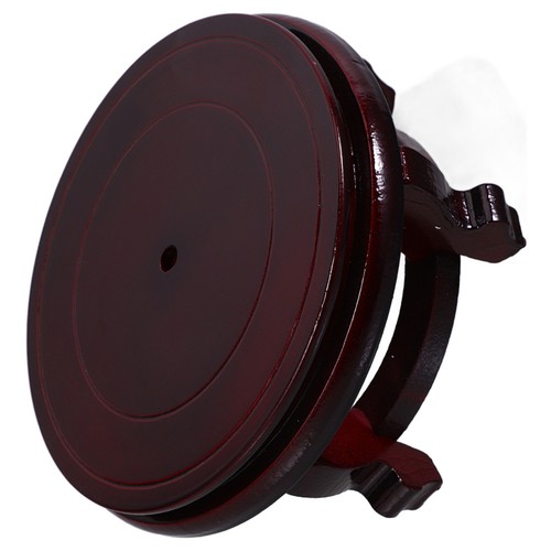 Compact round wood plant stand - wood,