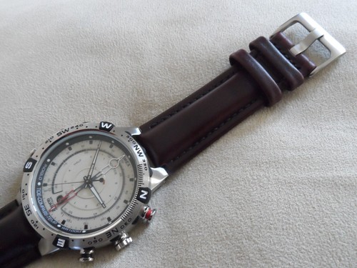 Dark brown leather watch strap - brown,