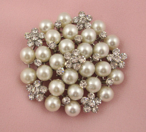 Cream faux pearl flower - faux,