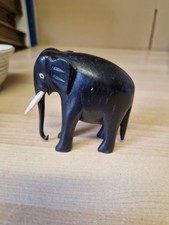 Vintage Ebony Carved Elephant 8cm Tall X  8cm X 4cm