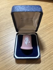 Wedgwood  China Thimble Pink With Flower Lady In Box