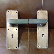 Pair Vintage Brass Door Lever