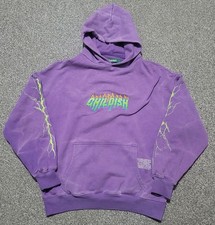 Childish Hoodie Mens Size UK Small Purple Green Lightning Robs Motors Unisex (A)