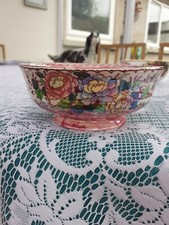 Maling China  Peony Rose Sugar Bowl Floral Lustre Finish Good Condition 