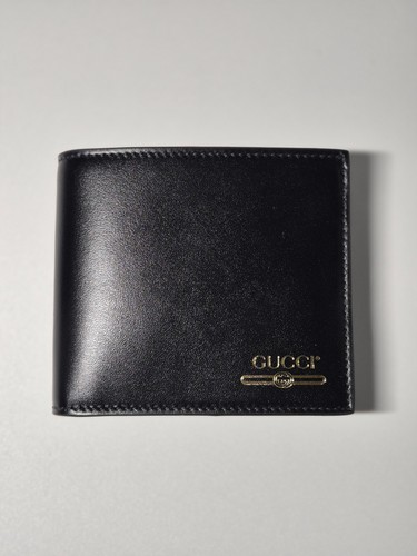 Gucci black leather fold - black,