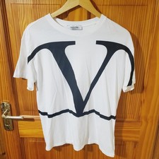 VALENTINO T-shirt Mens Logo Crew Neck Short Sleeve 100% Cotton White Size S