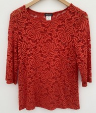 Kim & Co Mandarin Red Lace Top Size S