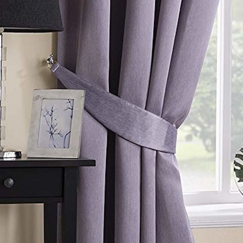 Sateen woven mauve curtains - sateen,