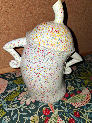 Speckled acrylic lidded jar - speckled,